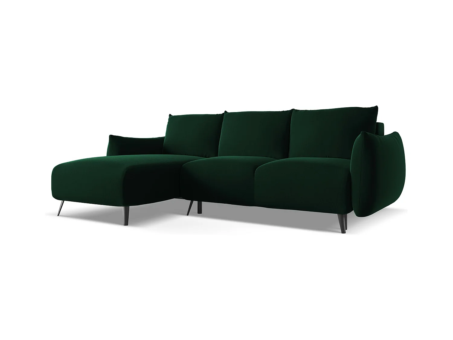 Canapé d'angle gauche convertible en velours - bouteille verte - MALIE