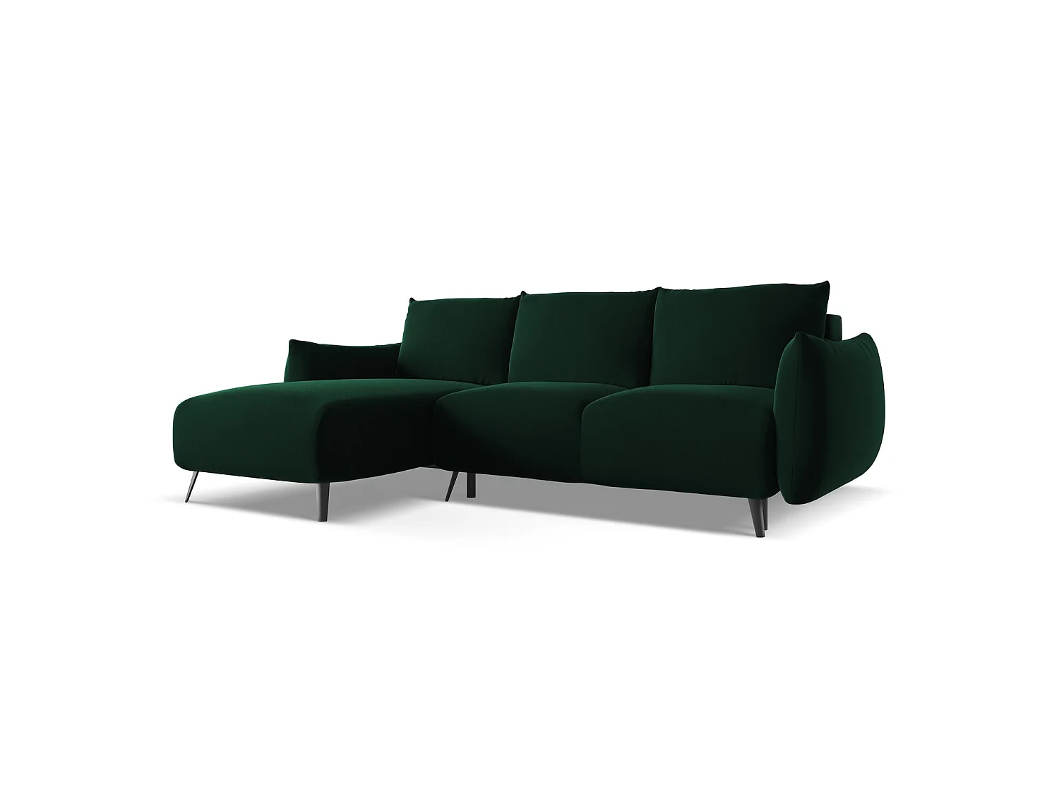 3-Sitzer Ecksofa mit Schlaffunktion - Ecke Links - Samt - Flaschengrün - GENOVA