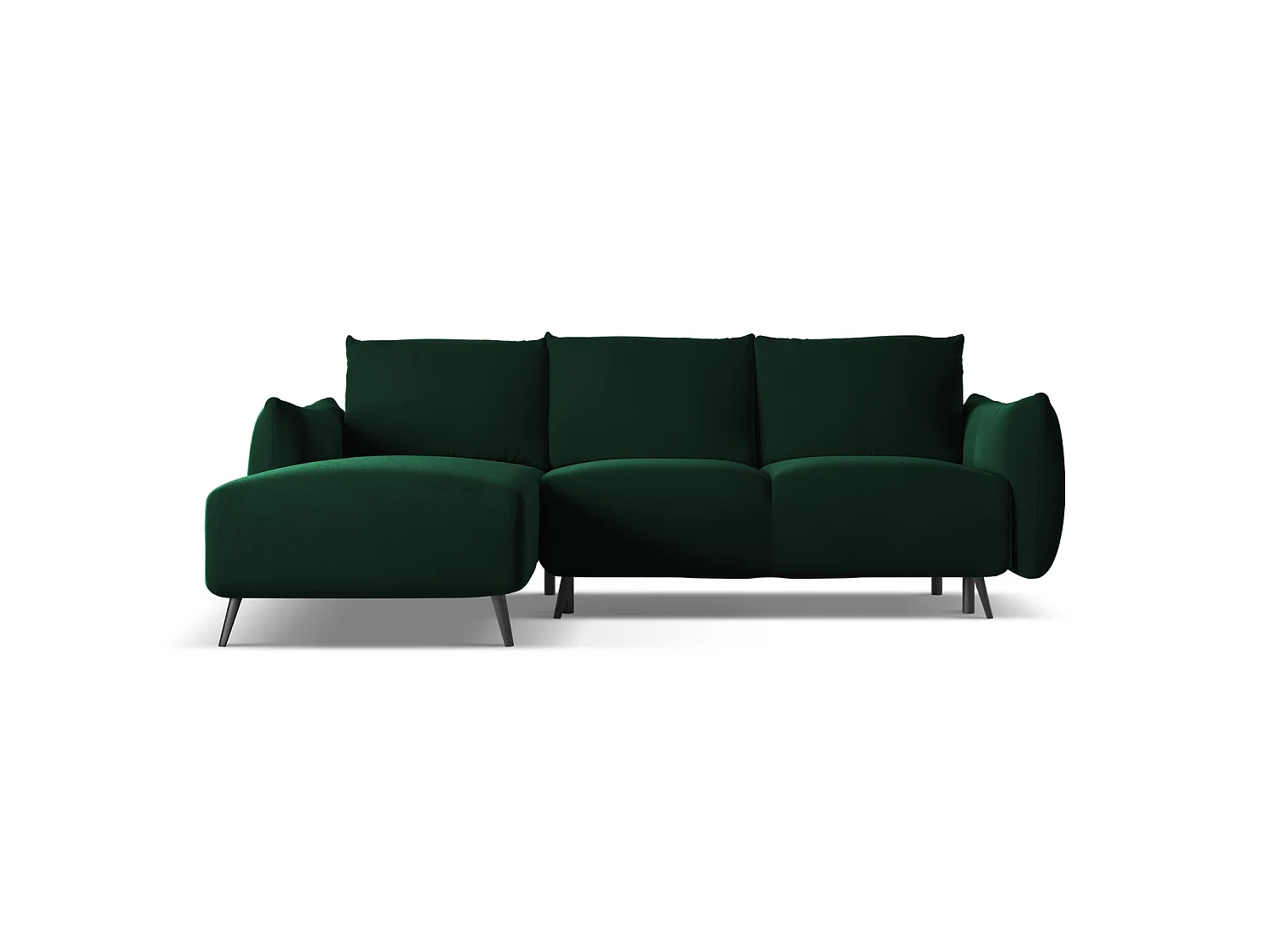 3-Sitzer Ecksofa mit Schlaffunktion - Ecke Links - Samt - Flaschengrün - GENOVA