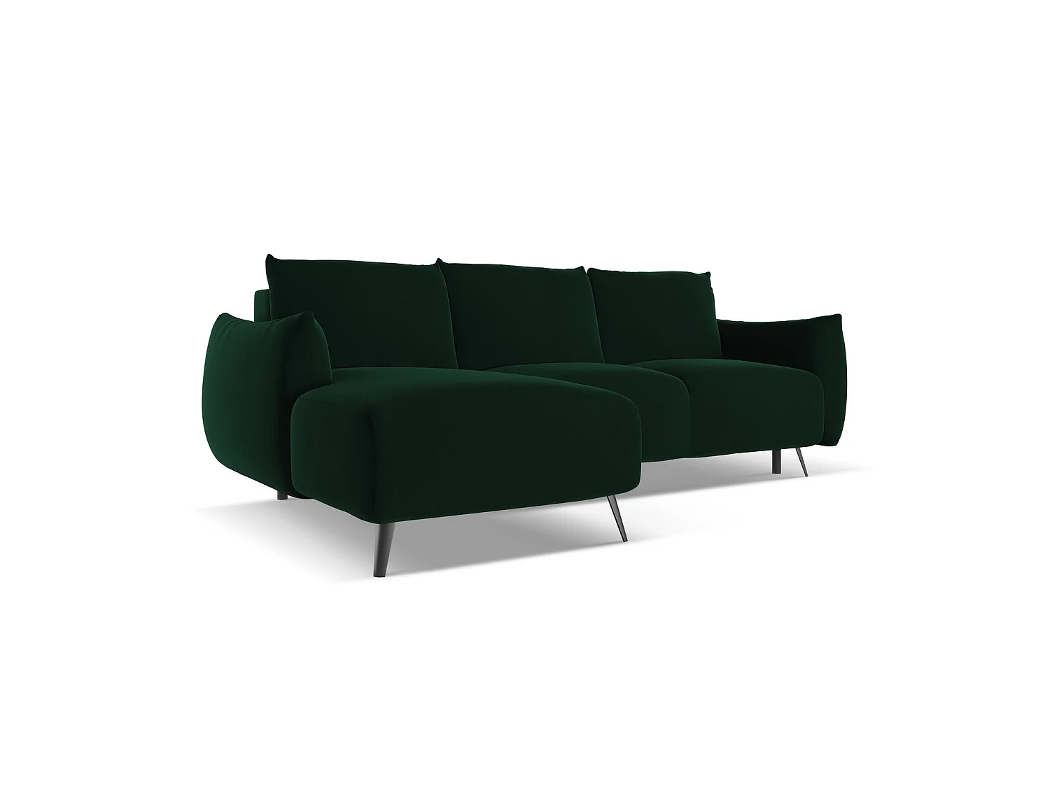 3-Sitzer Ecksofa mit Schlaffunktion - Ecke Links - Samt - Flaschengrün - GENOVA