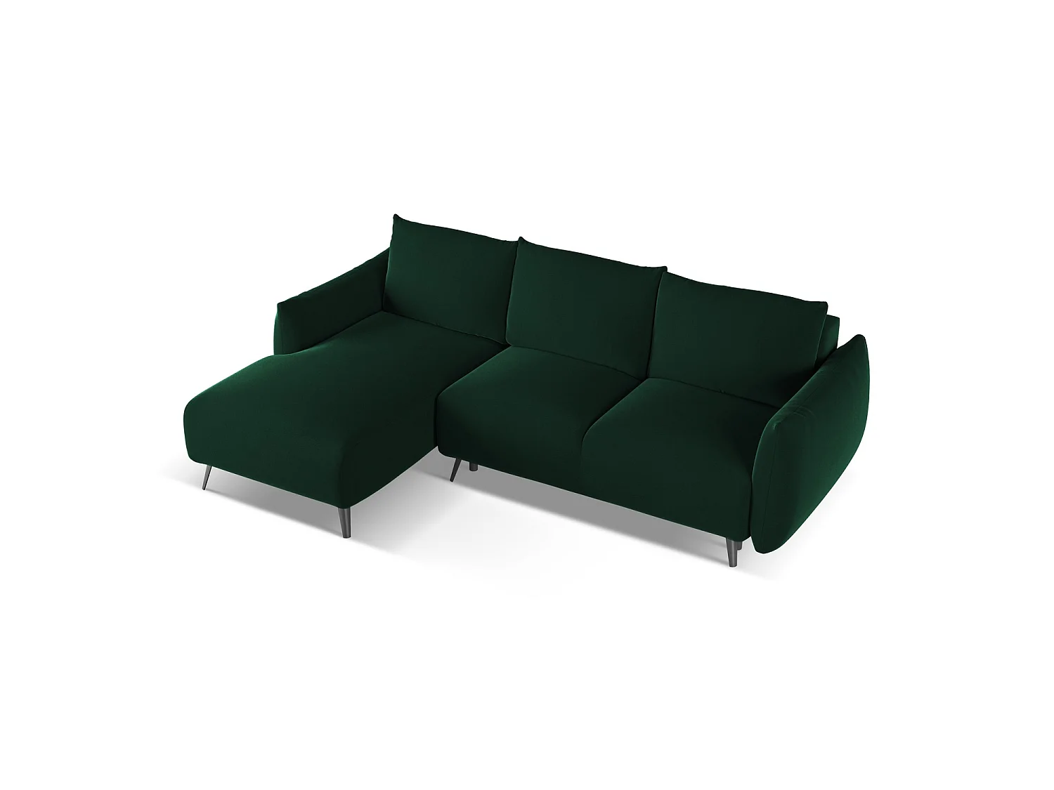 3-Sitzer Ecksofa mit Schlaffunktion - Ecke Links - Samt - Flaschengrün - GENOVA