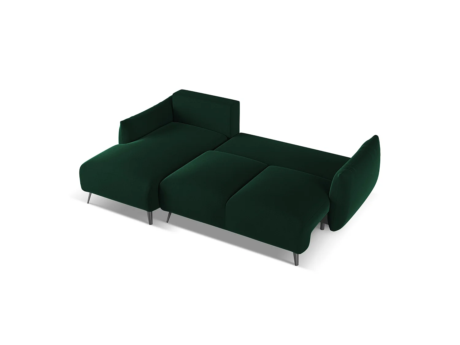 3-Sitzer Ecksofa mit Schlaffunktion - Ecke Links - Samt - Flaschengrün - GENOVA