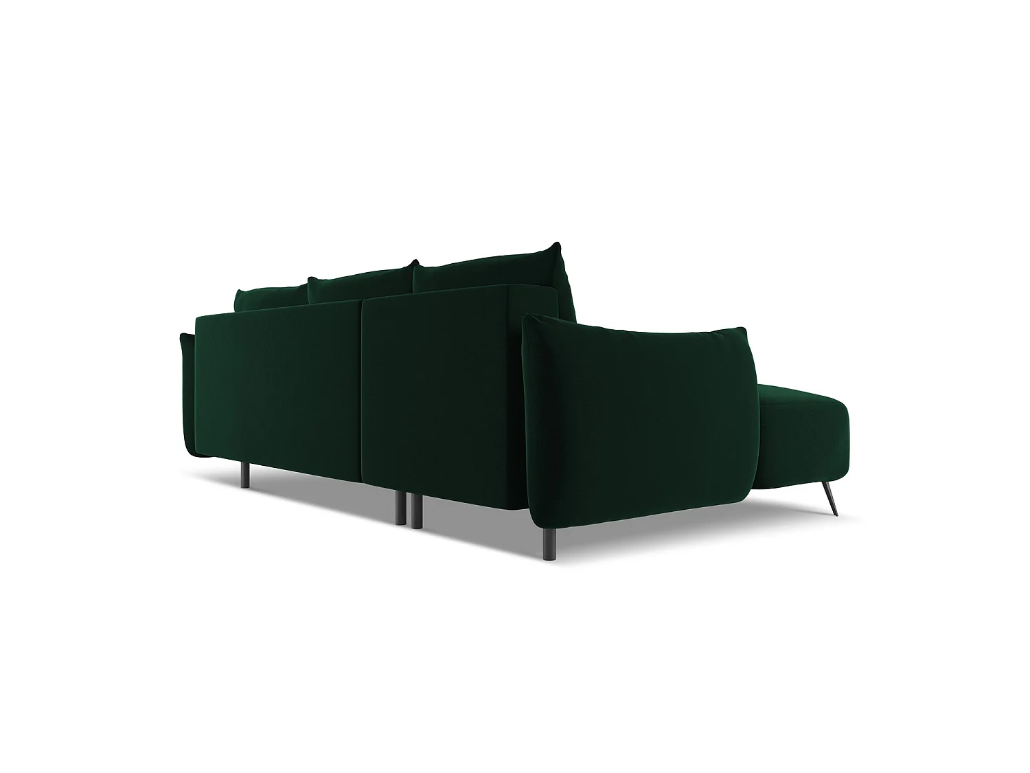 3-Sitzer Ecksofa mit Schlaffunktion - Ecke Links - Samt - Flaschengrün - GENOVA
