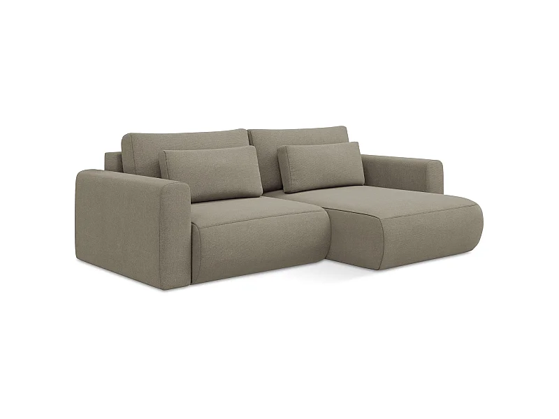2-Sitzer Ecksofa mit Schlaffunktion - Ecke Rechts - Strukturstoff - Dunkelbeige - KAPUA