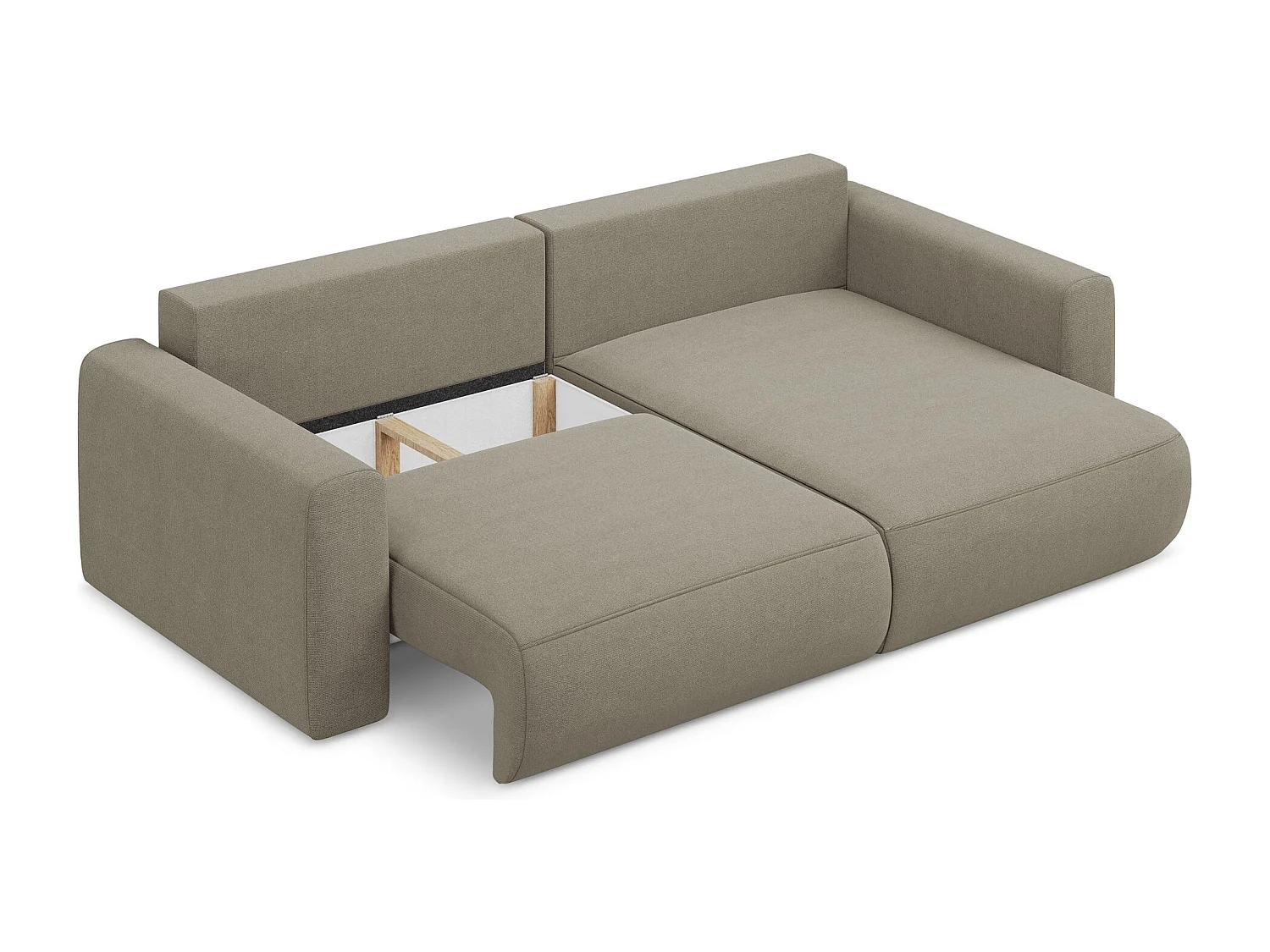 2-Sitzer Ecksofa mit Schlaffunktion - Ecke Rechts - Strukturstoff - Dunkelbeige - KAPUA