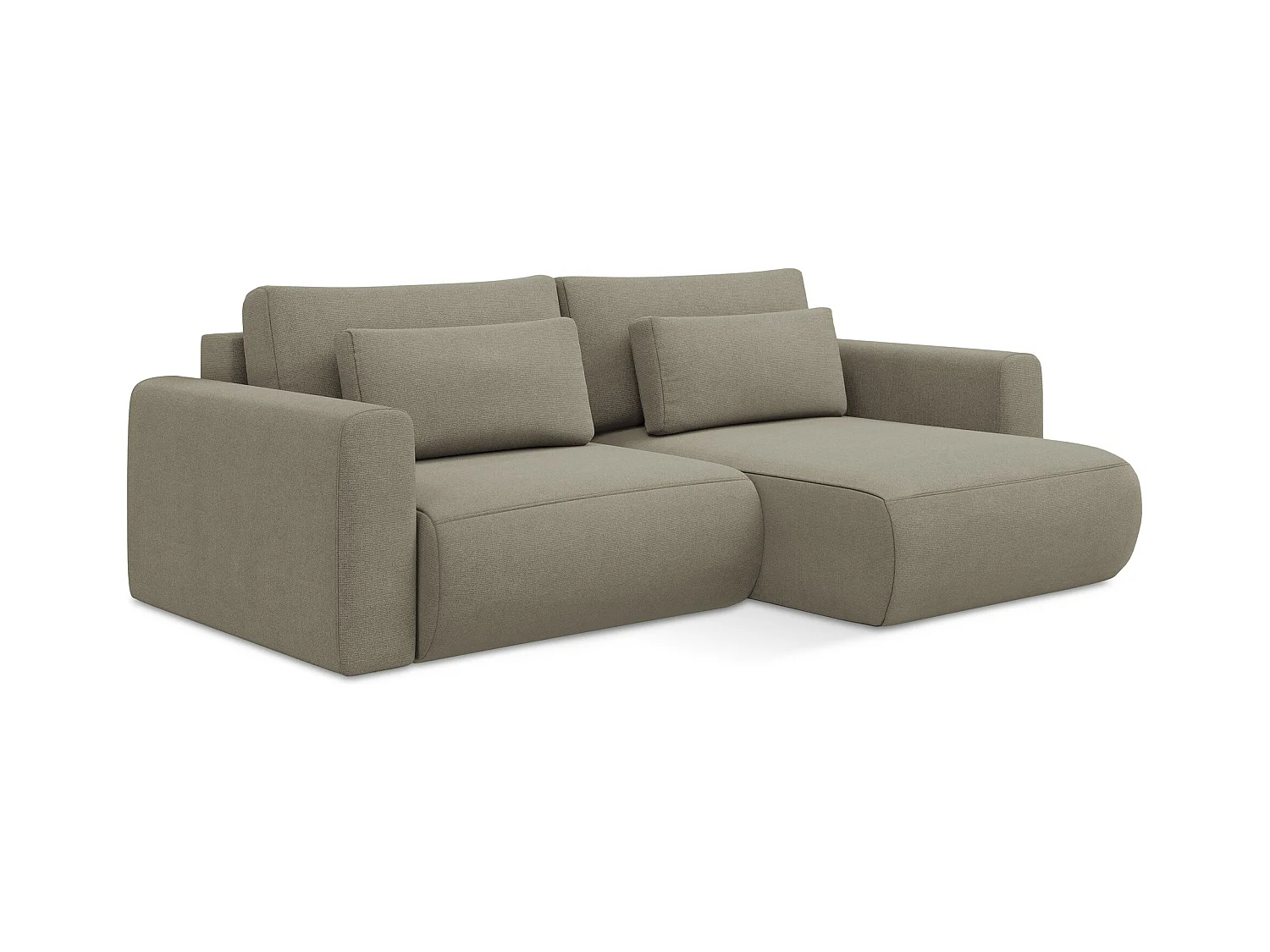 2-Sitzer Ecksofa mit Schlaffunktion - Ecke Rechts - Strukturstoff - Dunkelbeige - KAPUA