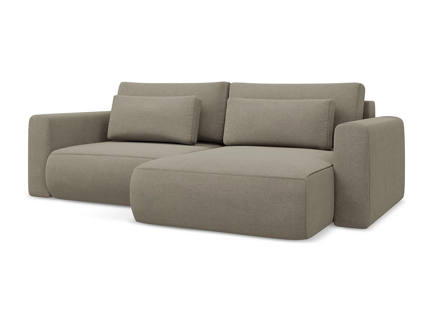 2-Sitzer Ecksofa mit Schlaffunktion - Ecke Rechts - Strukturstoff - Dunkelbeige - KAPUA