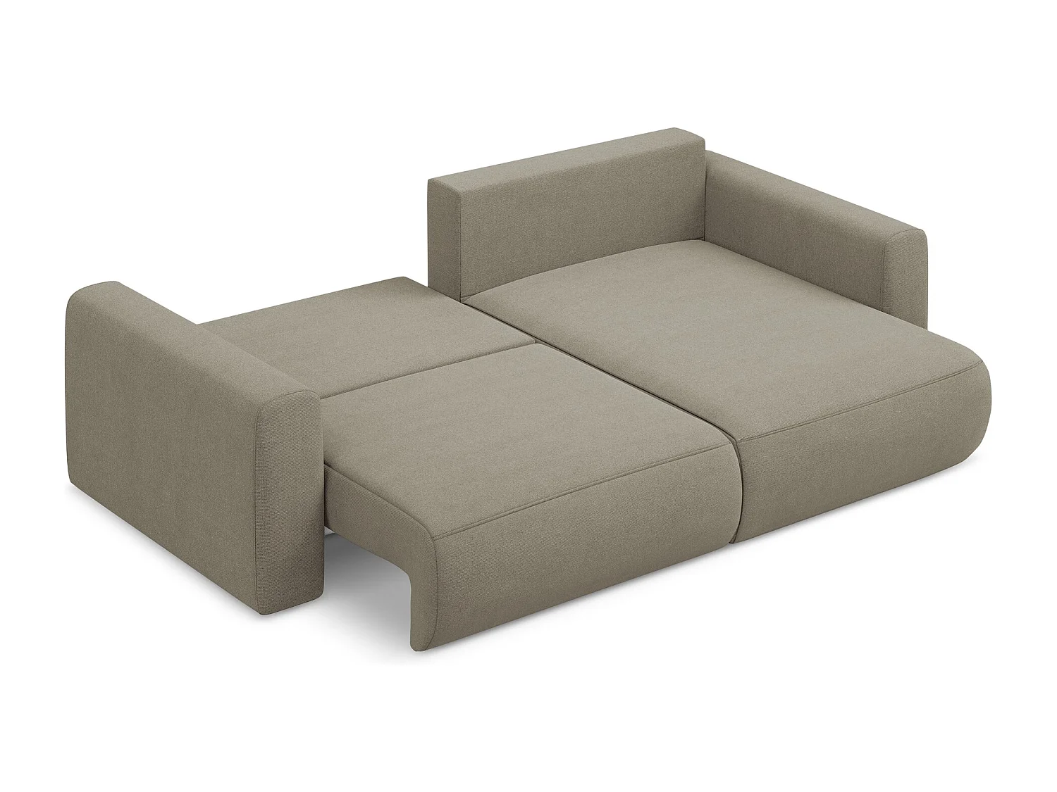 2-Sitzer Ecksofa mit Schlaffunktion - Ecke Rechts - Strukturstoff - Dunkelbeige - KAPUA