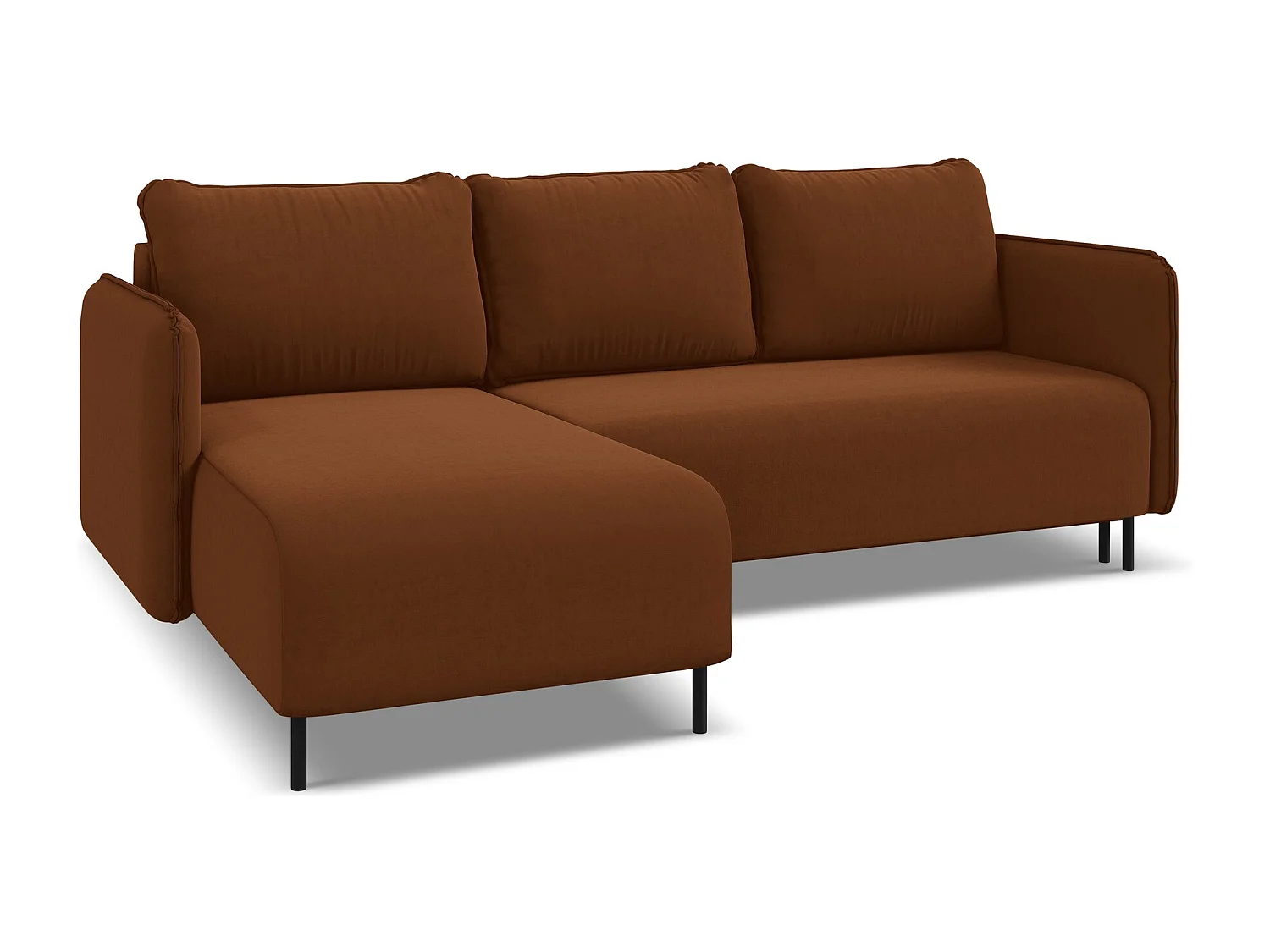 Hoekslaapbank links van terracotta velours - LUANA