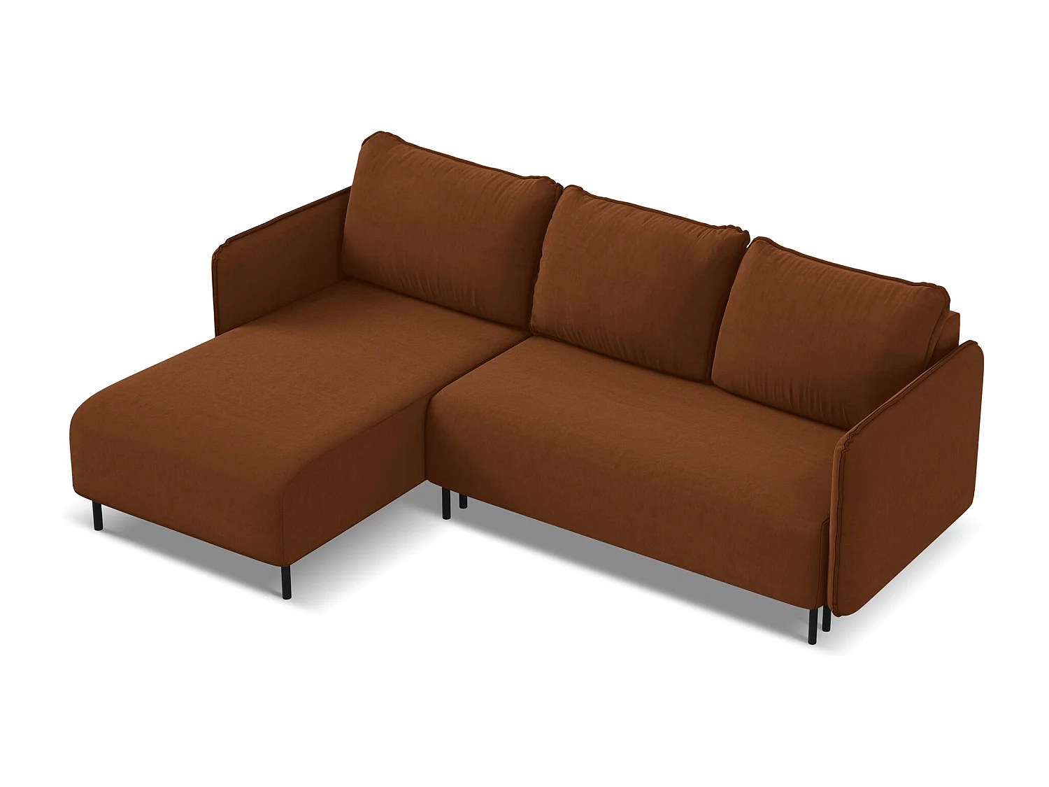 Hoekslaapbank links van terracotta velours - LUANA