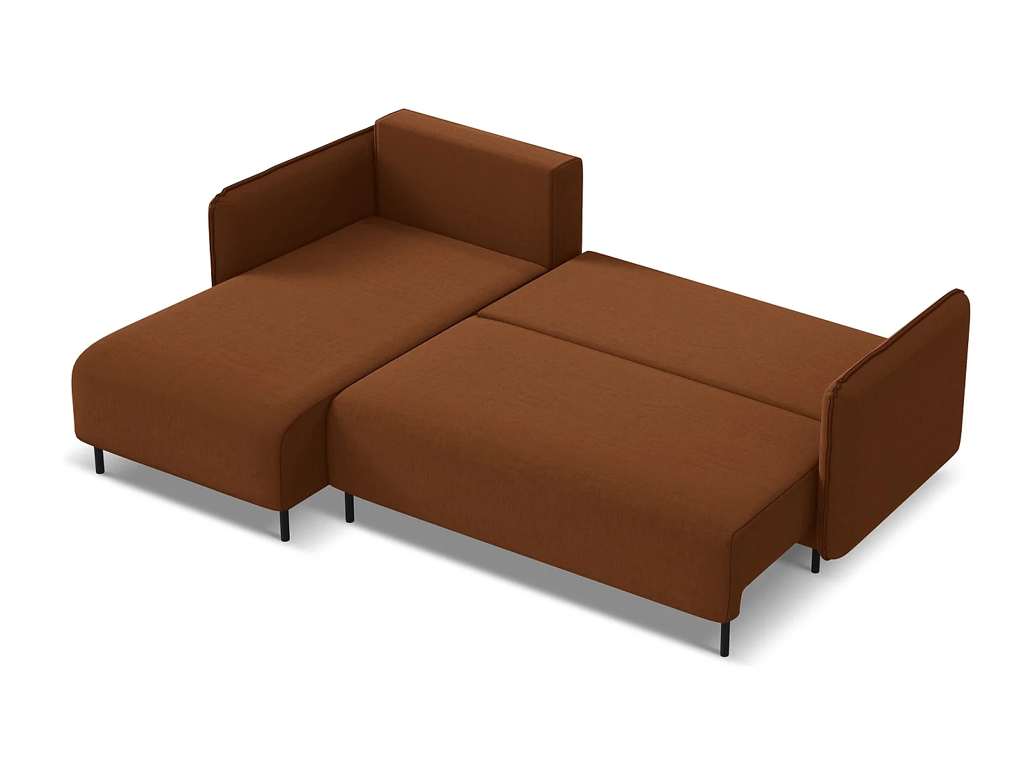 Hoekslaapbank links van terracotta velours - LUANA