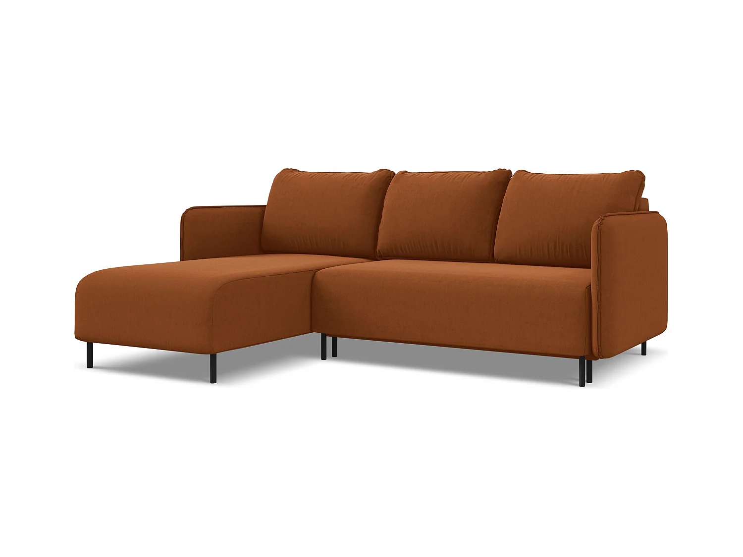 3-Sitzer Ecksofa mit Schlaffunktion - Ecke Links - Samt - Terrakotta - LUANA