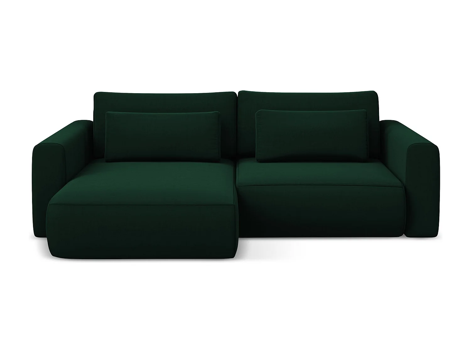 2-Sitzer Ecksofa mit Schlaffunktion - Ecke Links - Samt - Flaschengrün - KAPUA