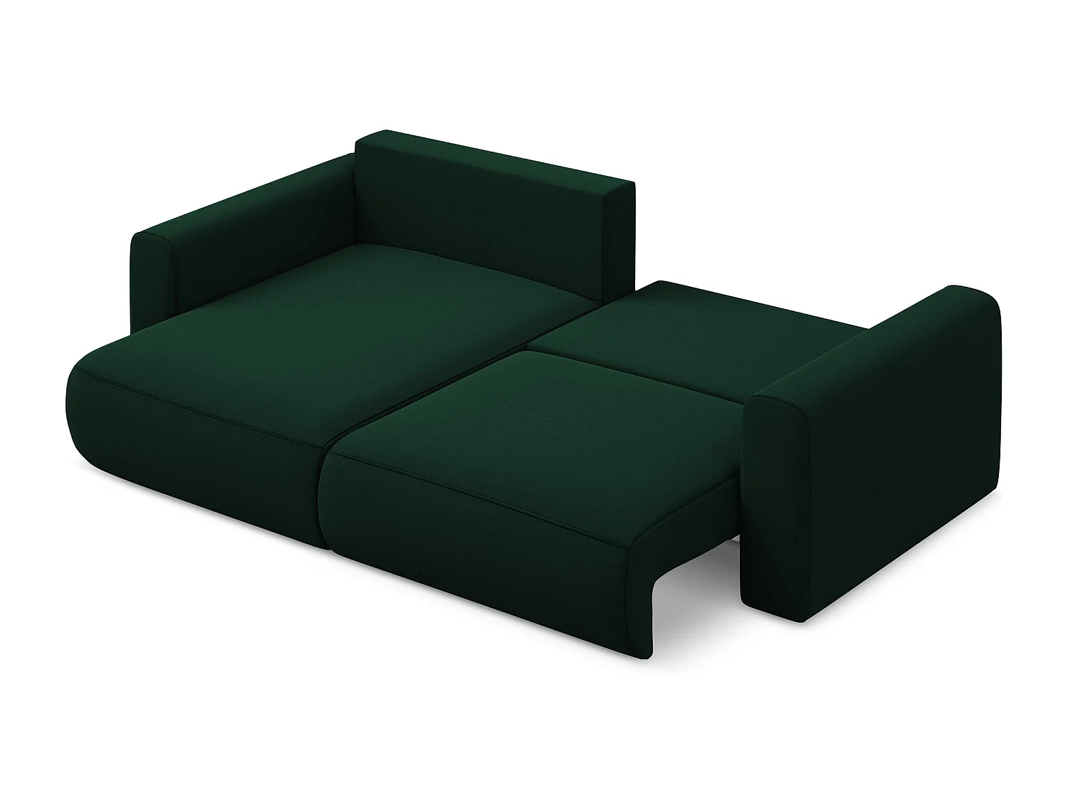 2-Sitzer Ecksofa mit Schlaffunktion - Ecke Links - Samt - Flaschengrün - KAPUA