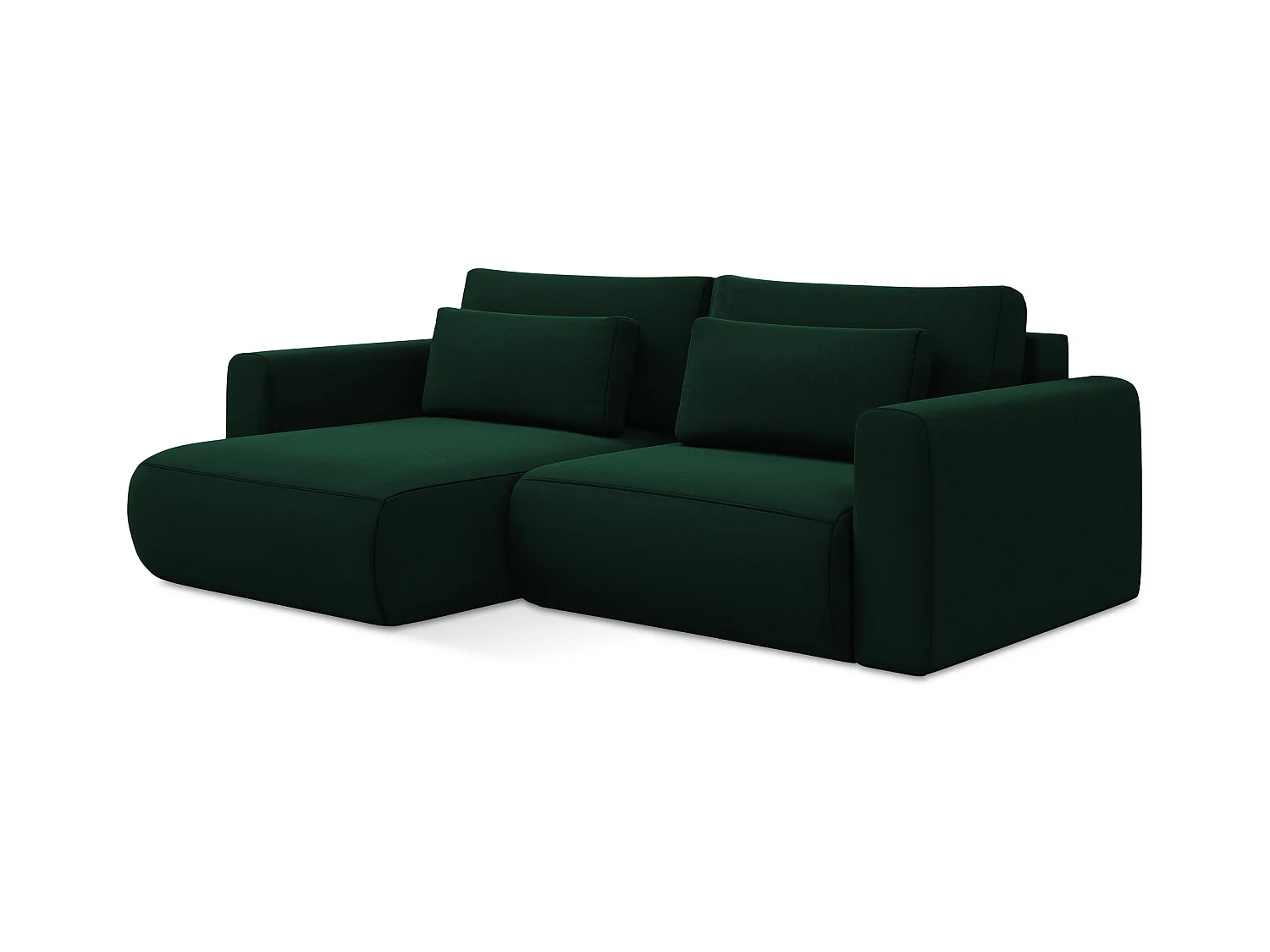 2-Sitzer Ecksofa mit Schlaffunktion - Ecke Links - Samt - Flaschengrün - KAPUA