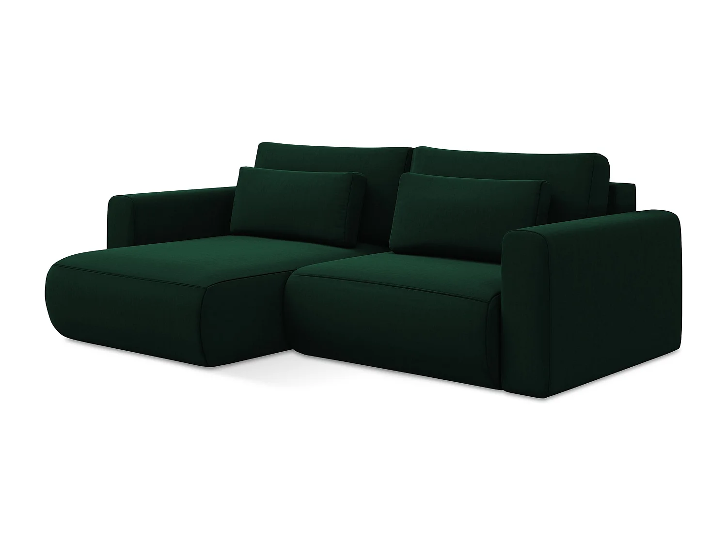 Canapé d’angle 2,5 places gauche convertible en velours - bouteille verte - KAPUA