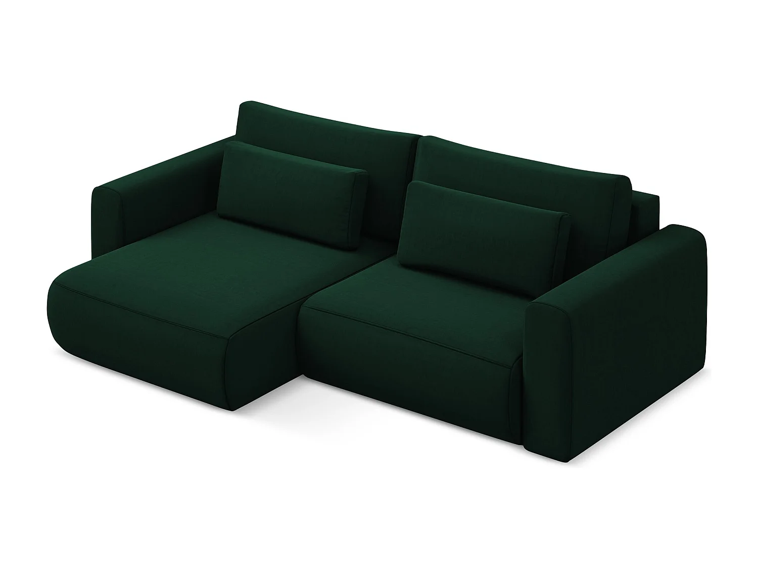 Canapé d’angle 2,5 places gauche convertible en velours - bouteille verte - KAPUA