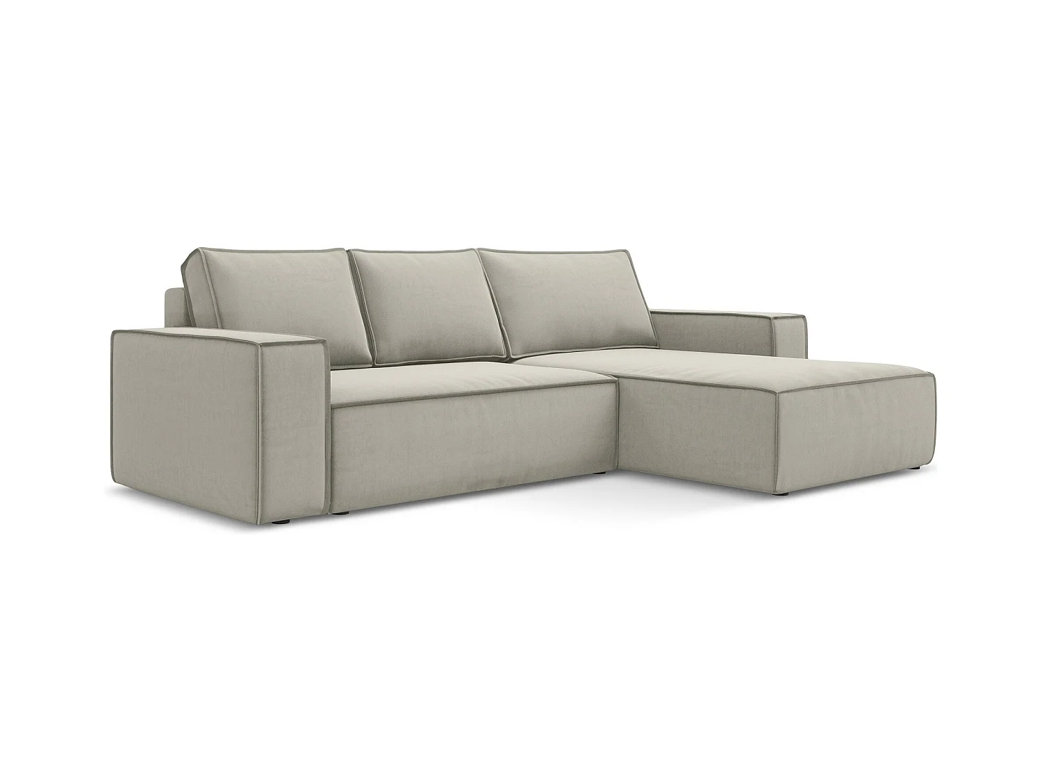 Ecksofa mit Schlaffunktion - Ecke Rechts - Samt - Perle - KIMO