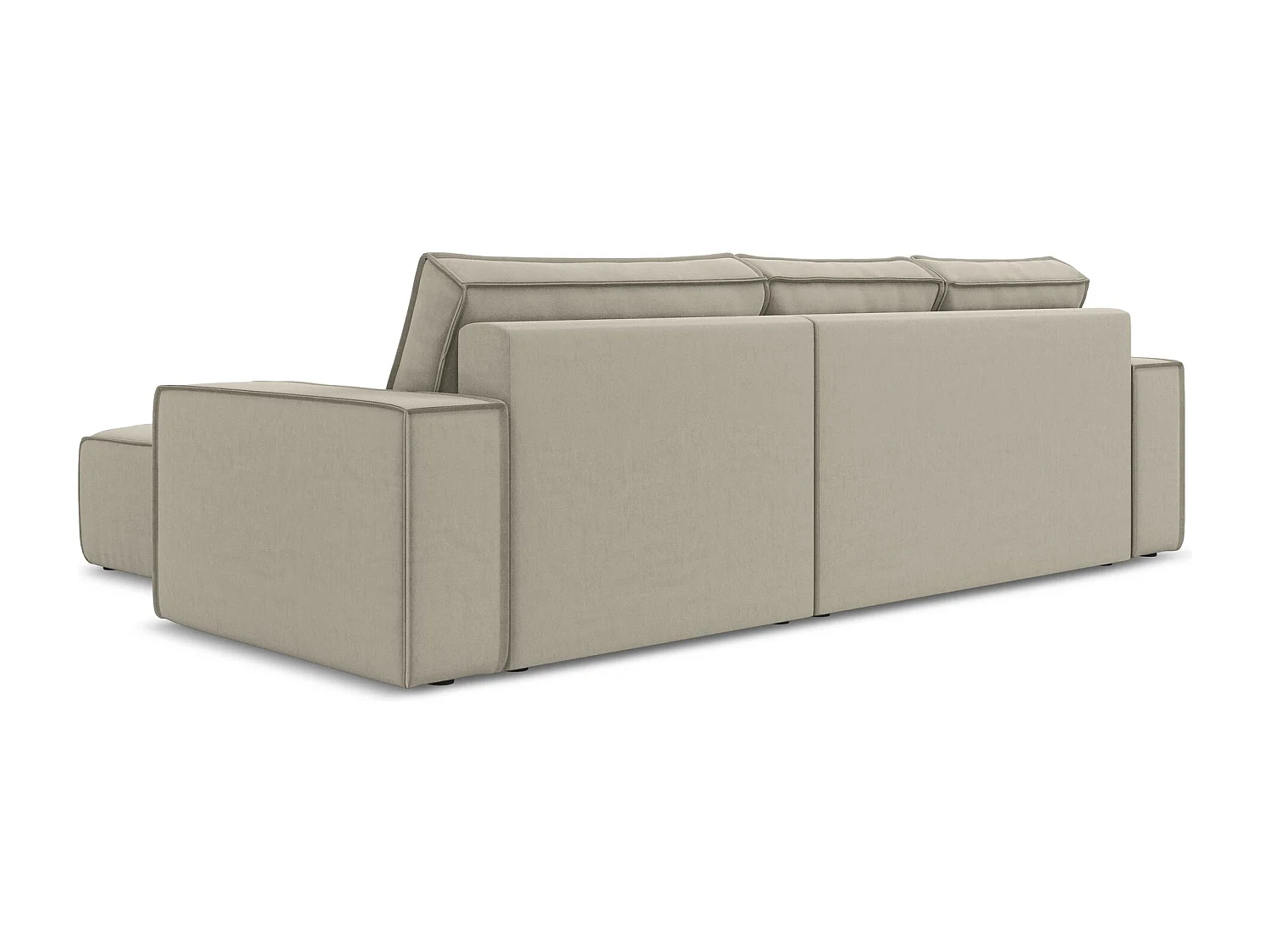 Canapé d’angle 3 places droit convertible en velours - perle - KIMO