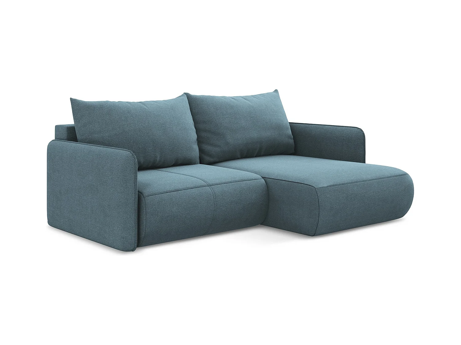 2,5-Sitzer Ecksofa mit Schlaffunktion - Ecke Rechts - Strukturstoff - Hellblau - NANEA
