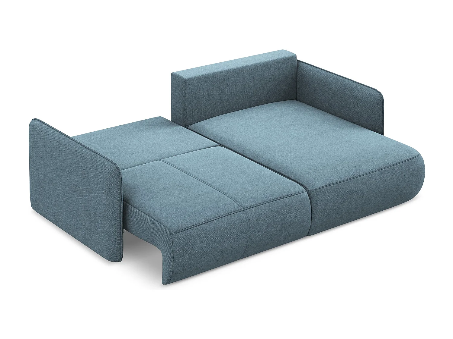 Canapé d’angle 2,5 places droit convertible en tissu texturé - bleu clair - NANEA