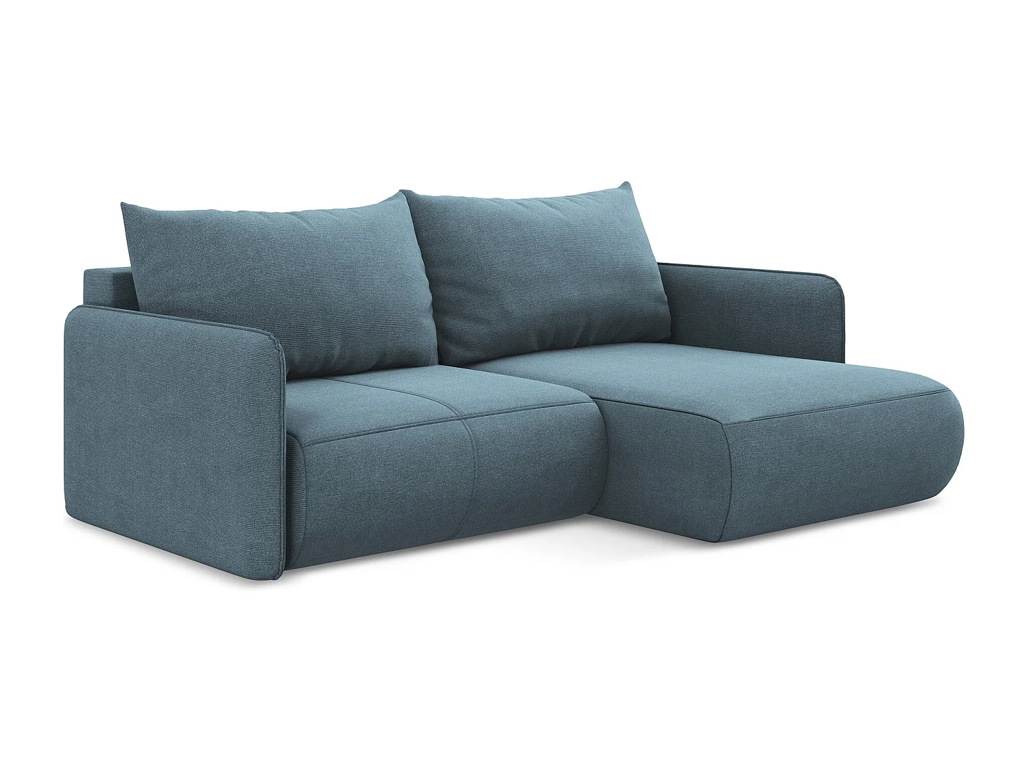 Canapé d’angle 2,5 places droit convertible en tissu texturé - bleu clair - NANEA