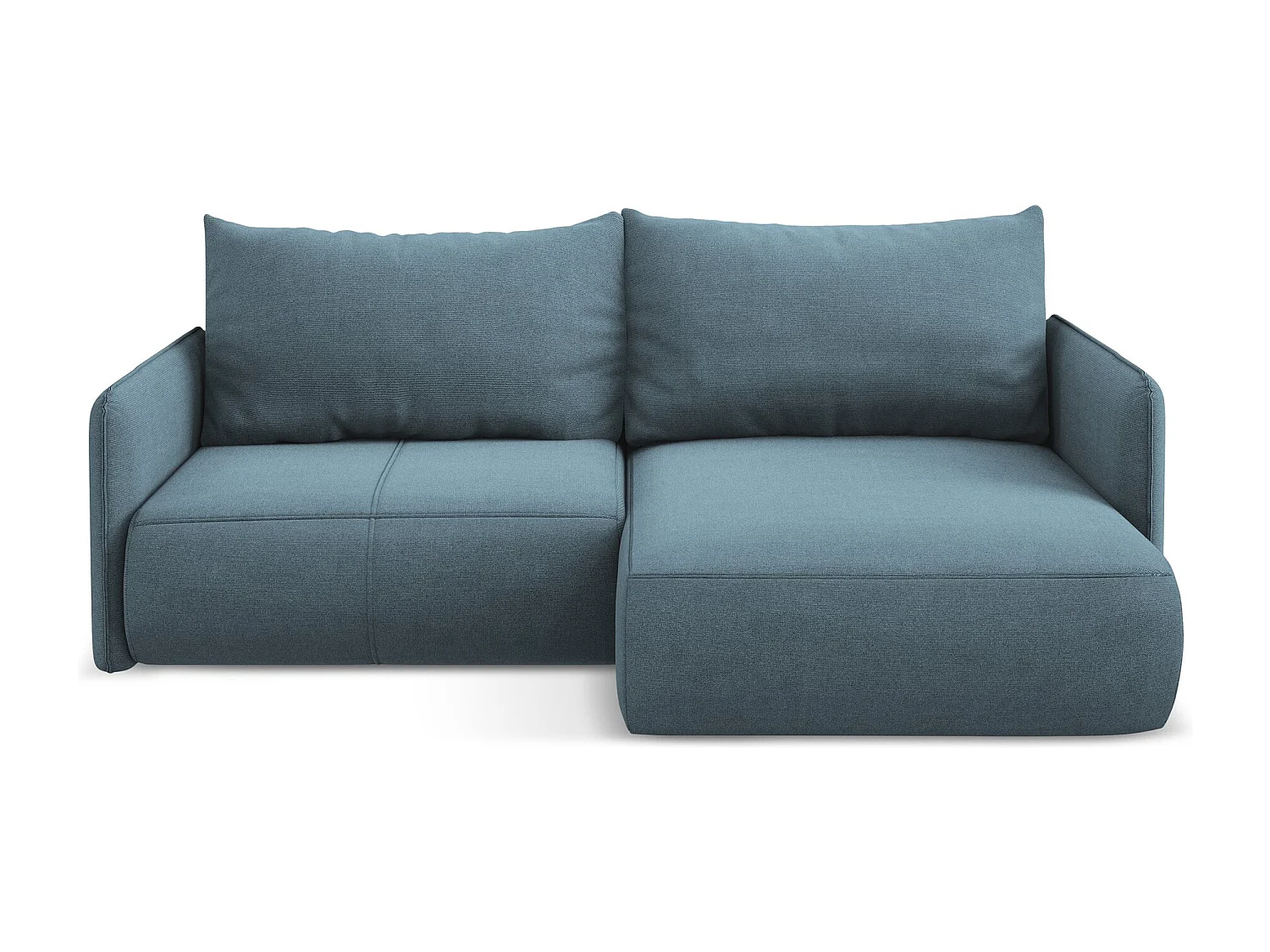 Canapé d’angle 2,5 places droit convertible en tissu texturé - bleu clair - NANEA