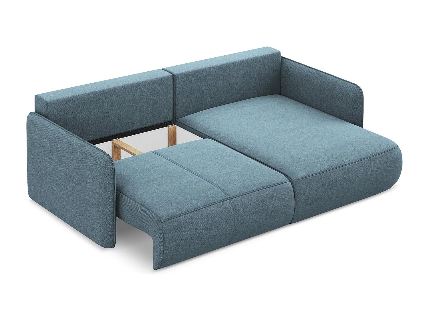 Canapé d’angle 2,5 places droit convertible en tissu texturé - bleu clair - NANEA