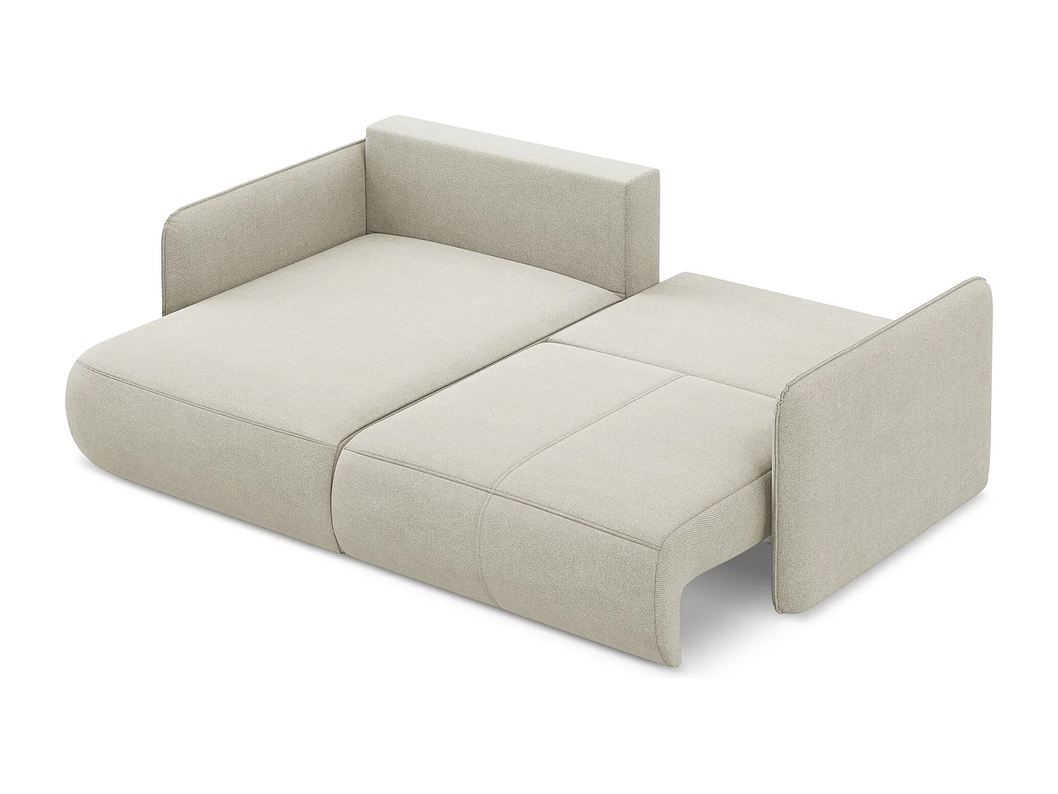 2,5-Sitzer Ecksofa mit Schlaffunktion - Ecke Links - Strukturstoff - Hell beige - NANEA