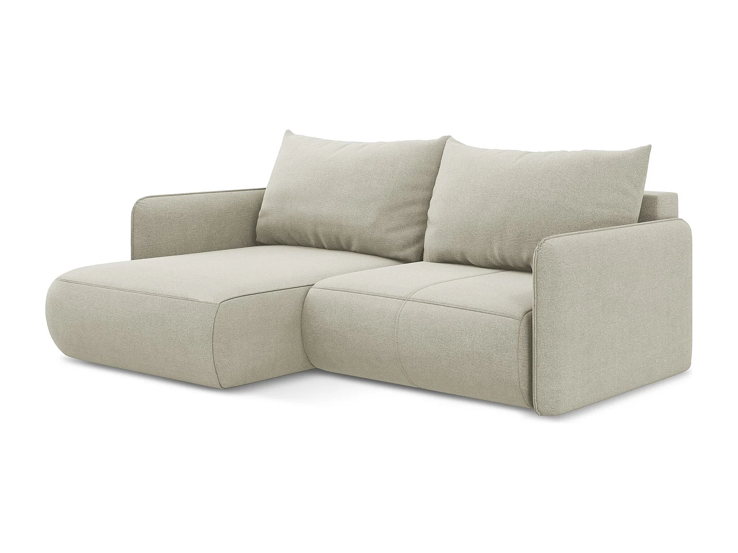 2,5-Sitzer Ecksofa mit Schlaffunktion - Ecke Links - Strukturstoff - Hell beige - NANEA