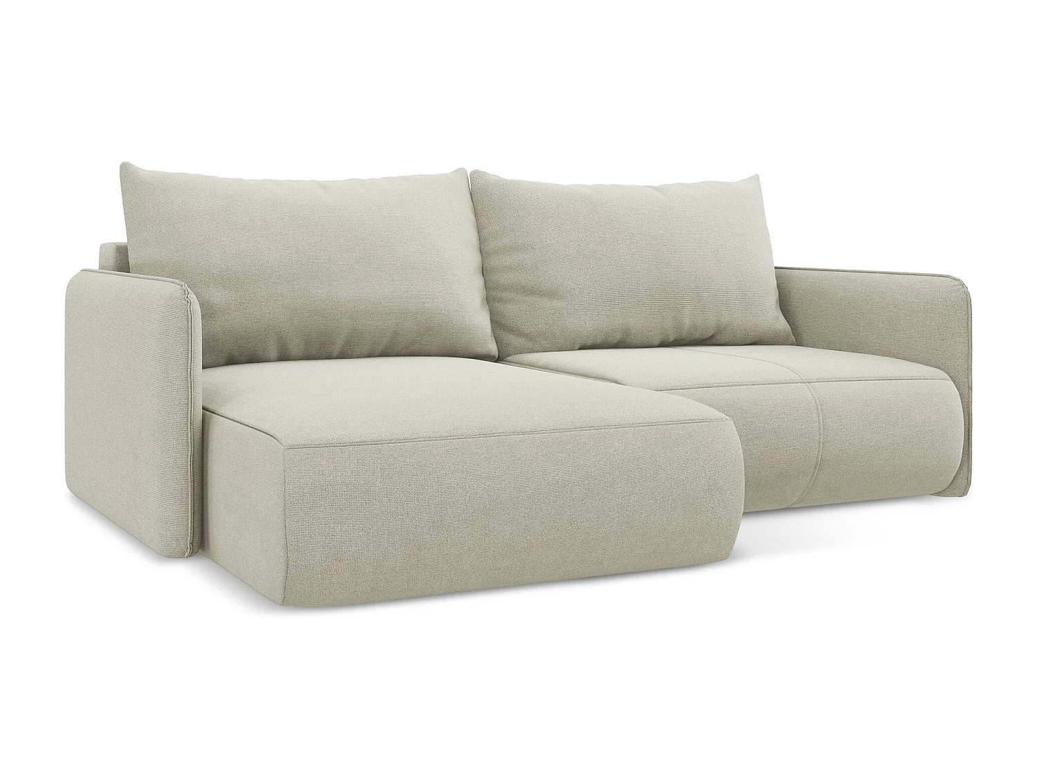 2,5-Sitzer Ecksofa mit Schlaffunktion - Ecke Links - Strukturstoff - Hell beige - NANEA