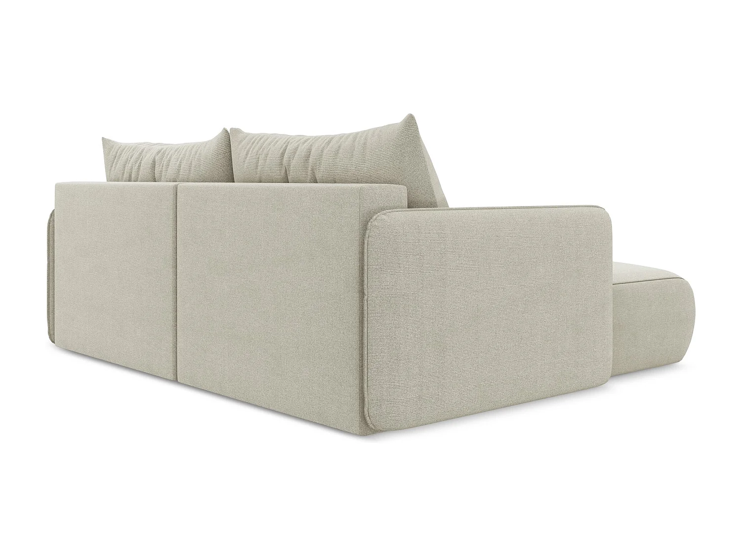 2,5-Sitzer Ecksofa mit Schlaffunktion - Ecke Links - Strukturstoff - Hell beige - NANEA