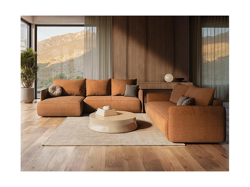 3-Sitzer Sofa mit Schlaffunktion - - Strukturstoff - Flaschengrün - NANEA