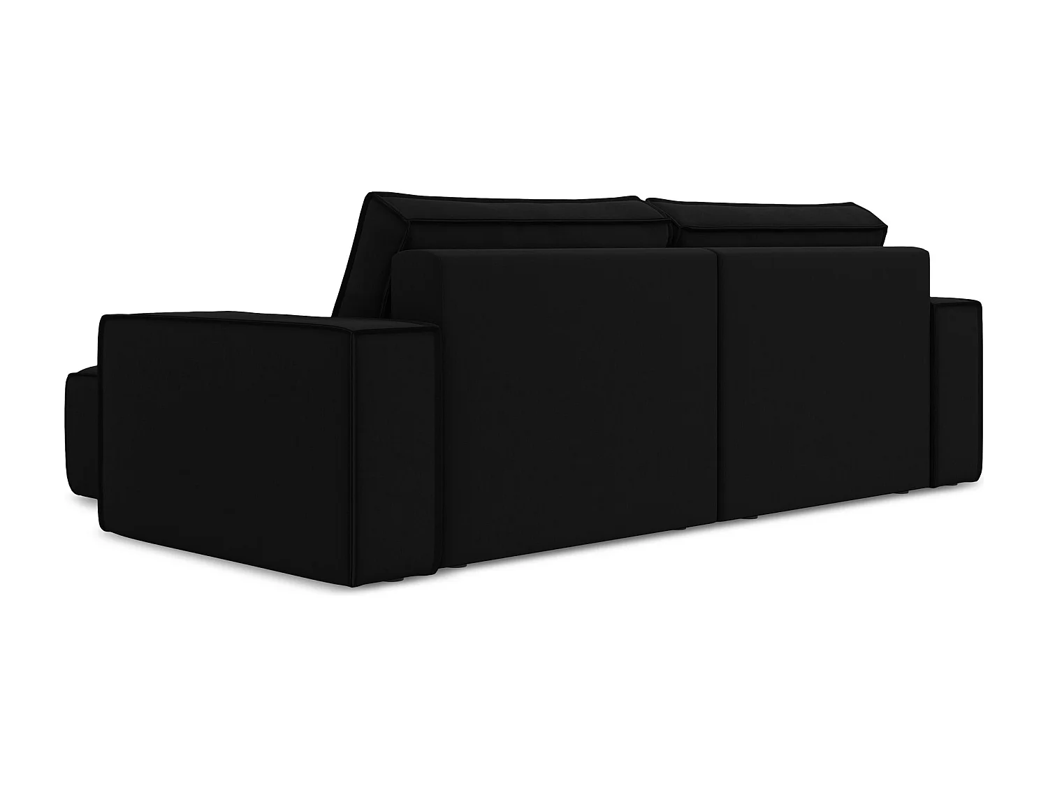 Canapé d’angle 2 places droit convertible en velours - noir - KIMO