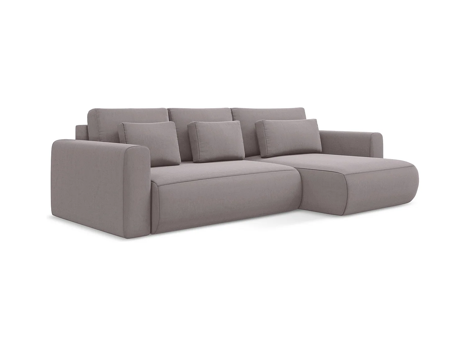 Canapé d’angle 3 places droit convertible en velours - lavande - KAPUA