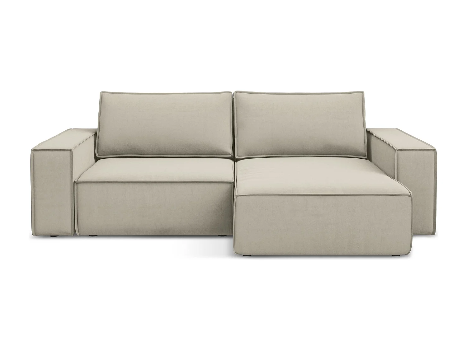 2-Sitzer Ecksofa mit Schlaffunktion - Ecke Rechts - Samt - Perle - KIMO