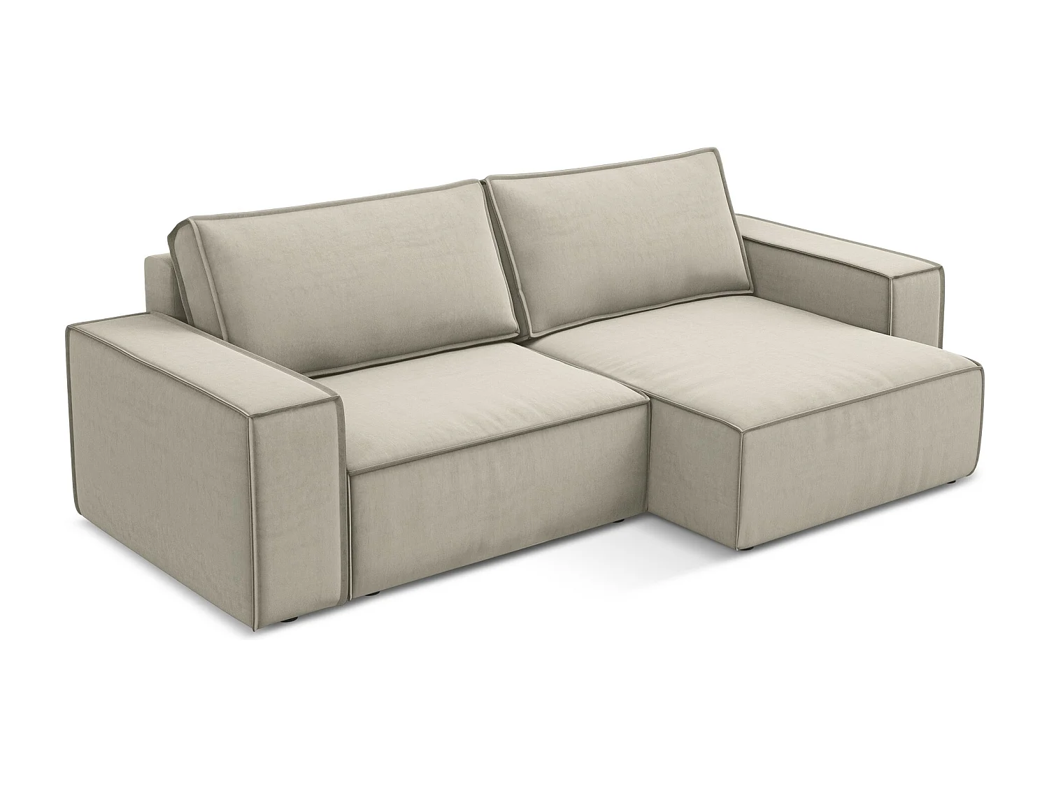 2-Sitzer Ecksofa mit Schlaffunktion - Ecke Rechts - Samt - Perle - KIMO