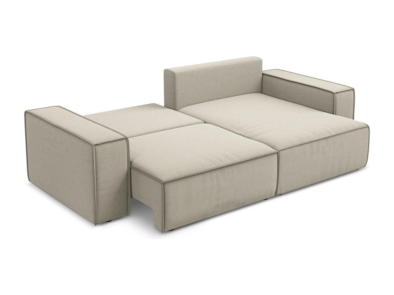 2-Sitzer Ecksofa mit Schlaffunktion - Ecke Rechts - Samt - Perle - KIMO