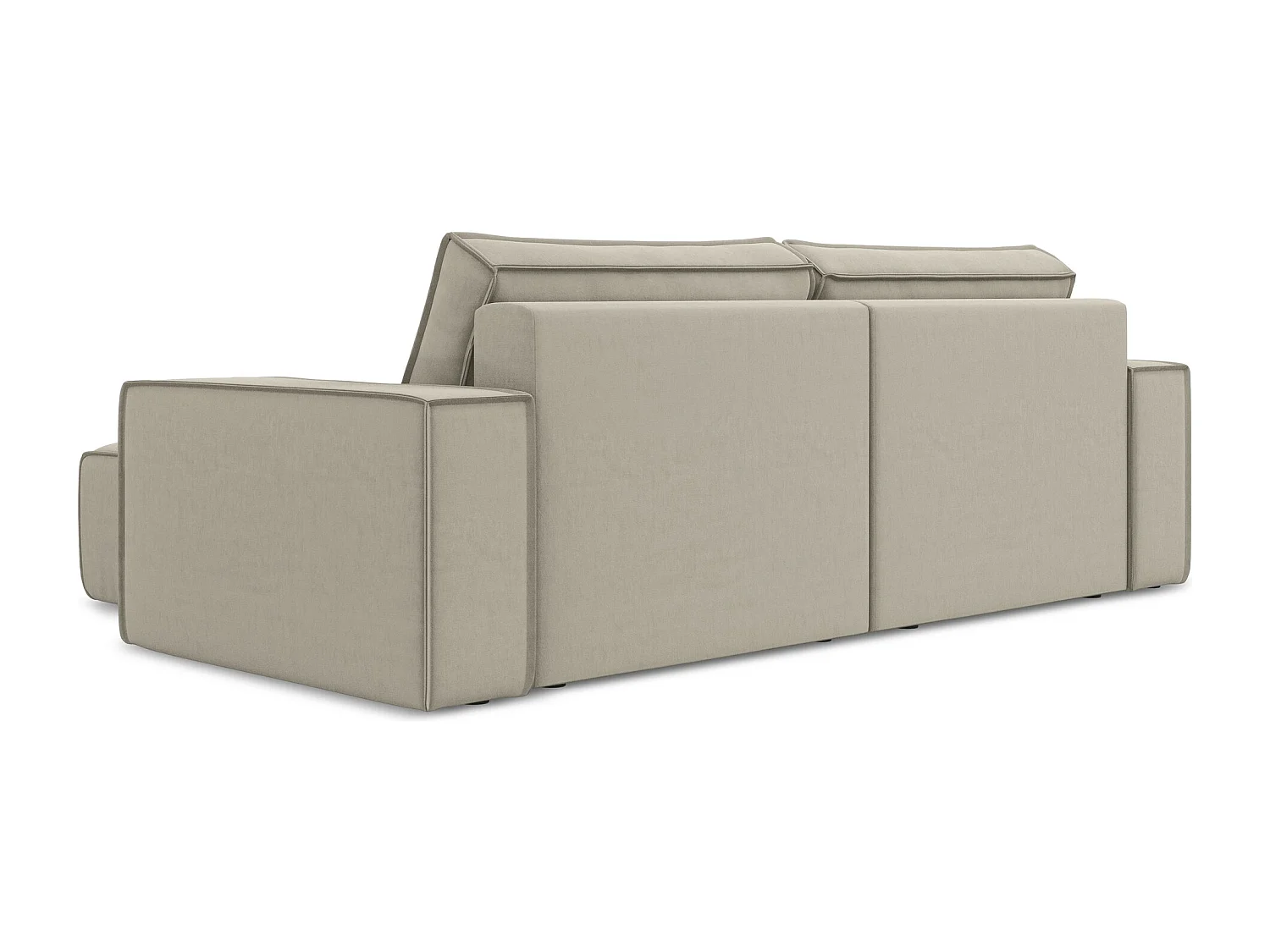 2-Sitzer Ecksofa mit Schlaffunktion - Ecke Rechts - Samt - Perle - KIMO