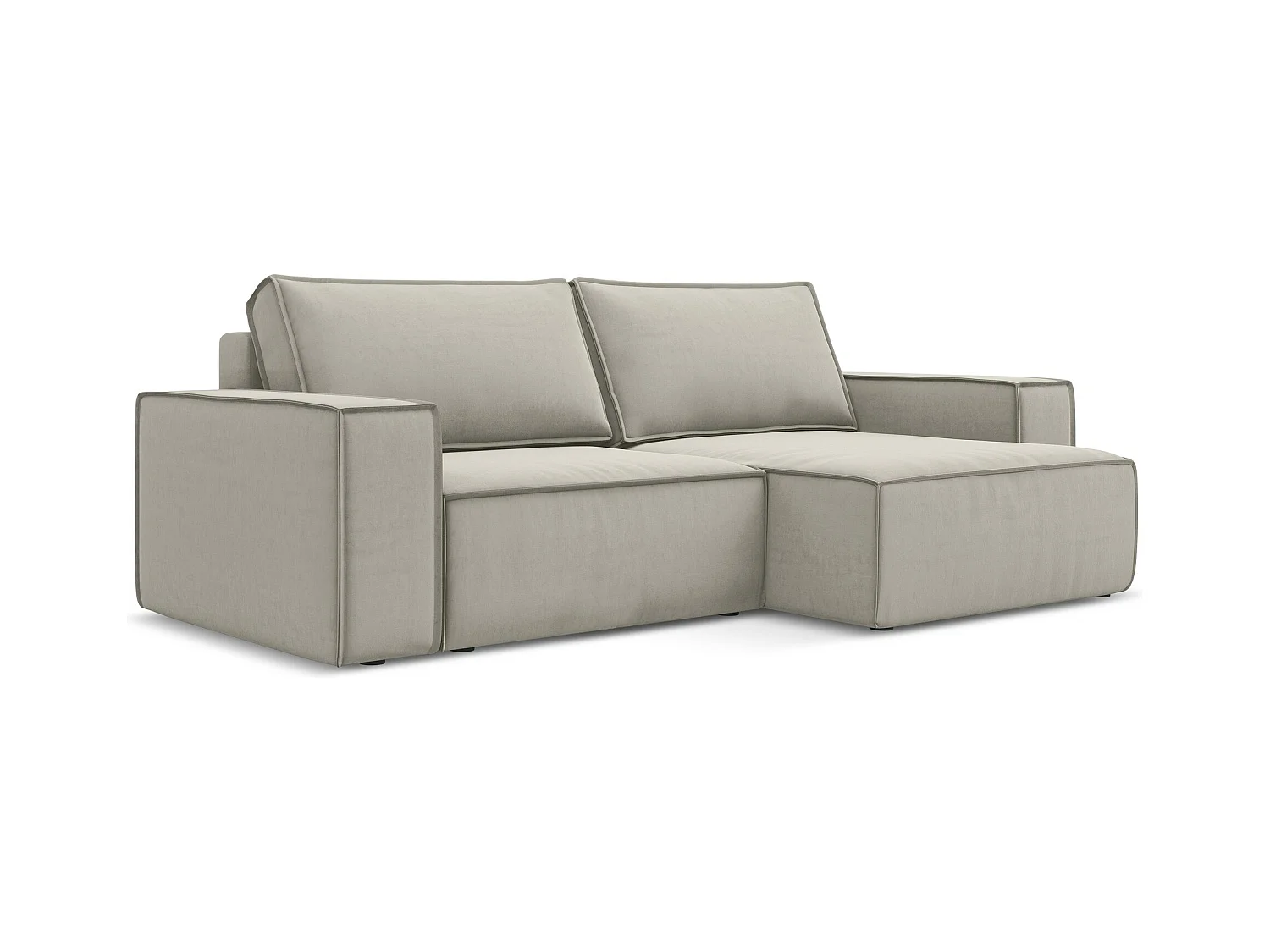 2-Sitzer Ecksofa mit Schlaffunktion - Ecke Rechts - Samt - Perle - KIMO