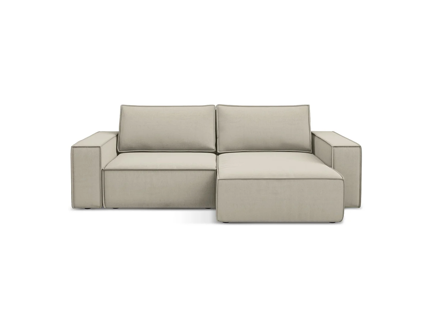2-Sitzer Ecksofa mit Schlaffunktion - Ecke Rechts - Samt - Perle - LIVORNO