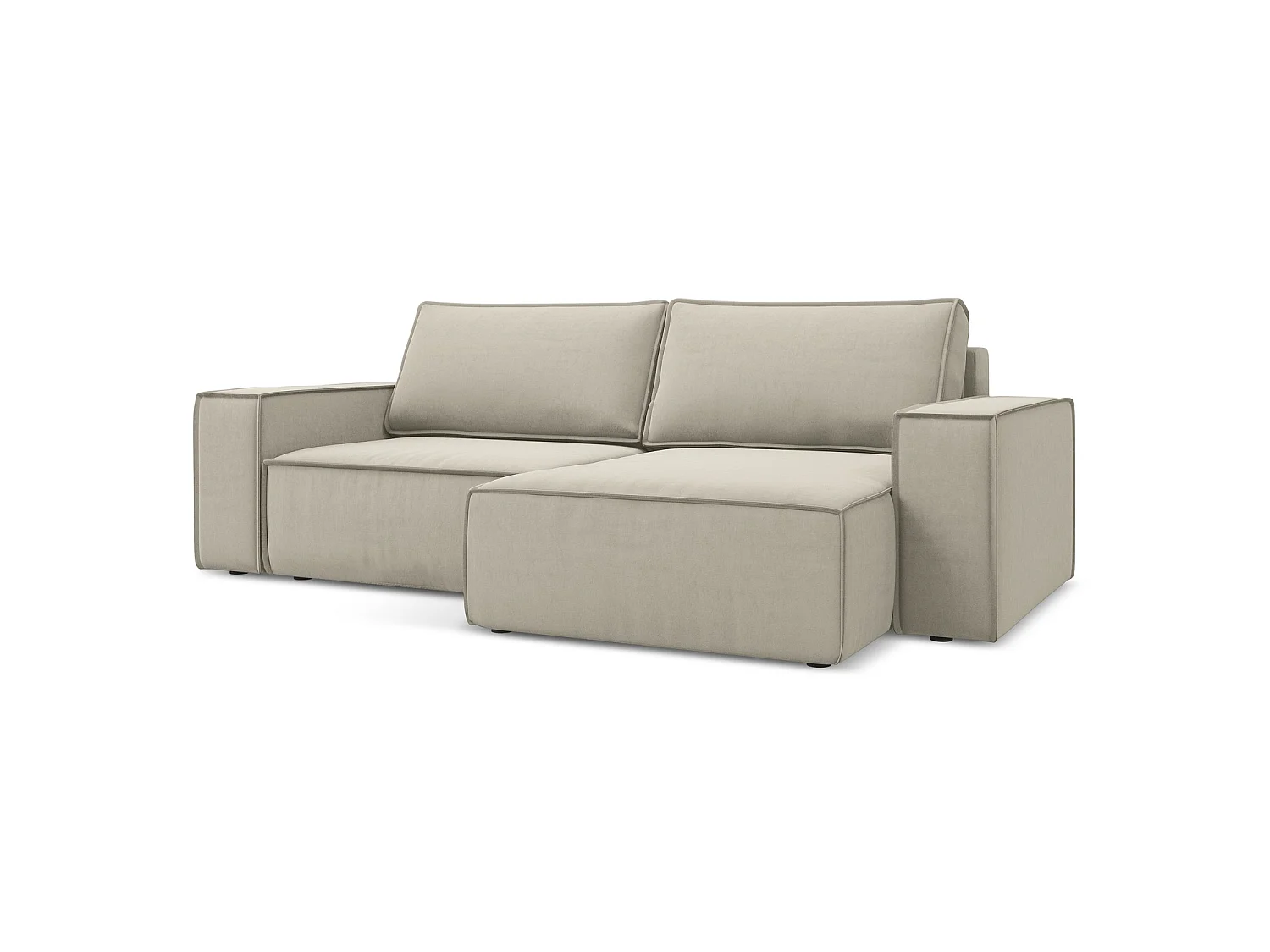 2-Sitzer Ecksofa mit Schlaffunktion - Ecke Rechts - Samt - Perle - LIVORNO