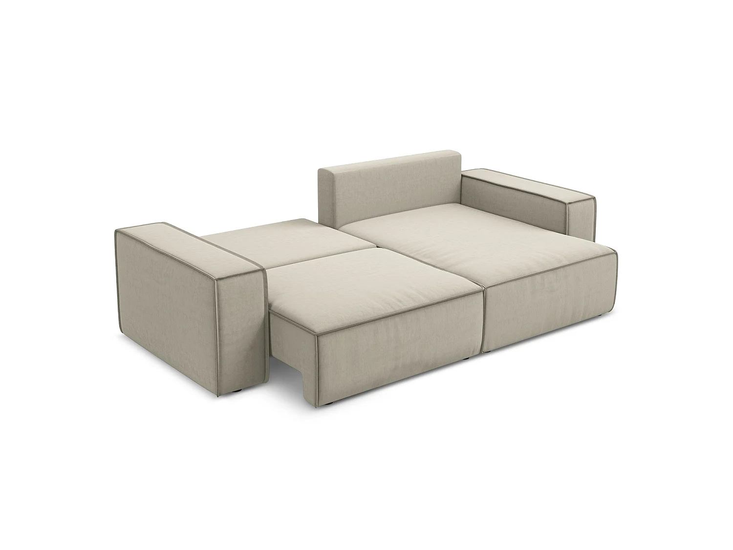 2-Sitzer Ecksofa mit Schlaffunktion - Ecke Rechts - Samt - Perle - LIVORNO