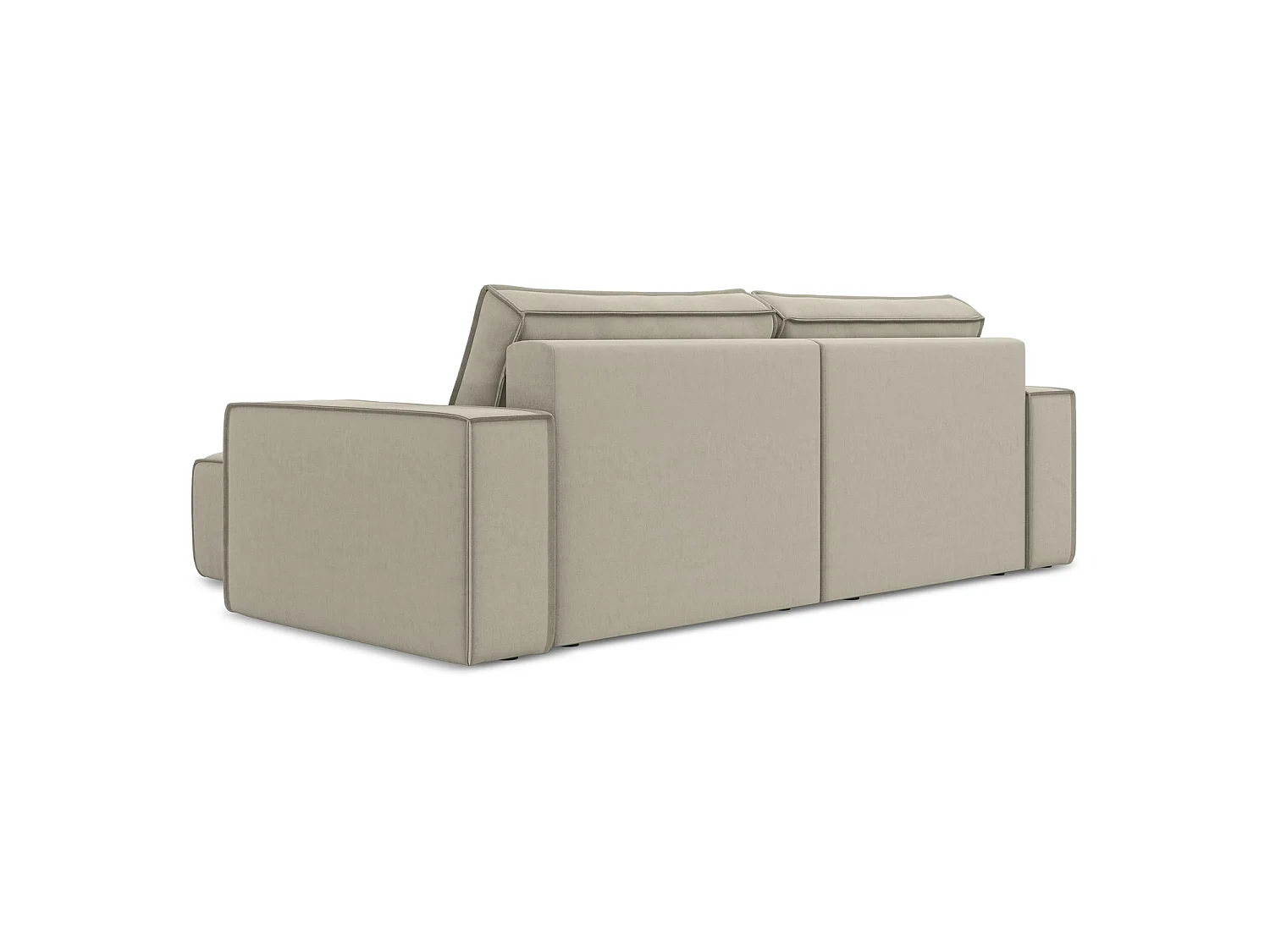 2-Sitzer Ecksofa mit Schlaffunktion - Ecke Rechts - Samt - Perle - LIVORNO