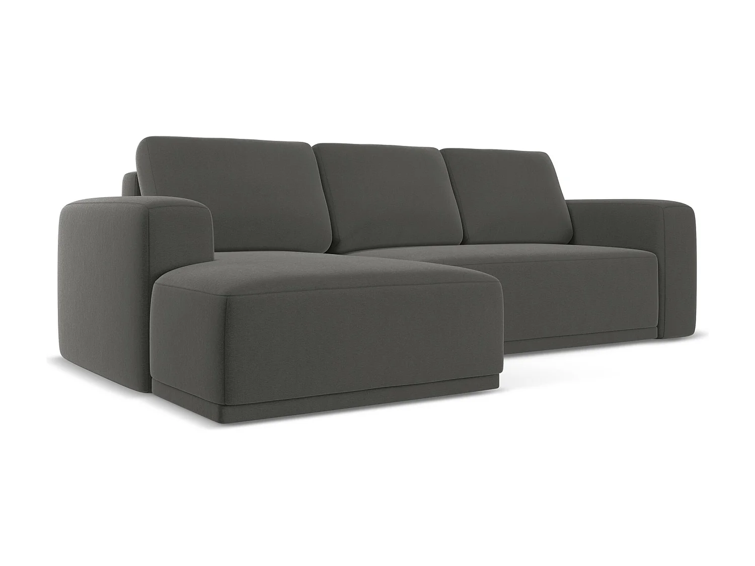 3-Sitzer Ecksofa mit Schlaffunktion - Ecke Links - Samt - Stahl - KAILA