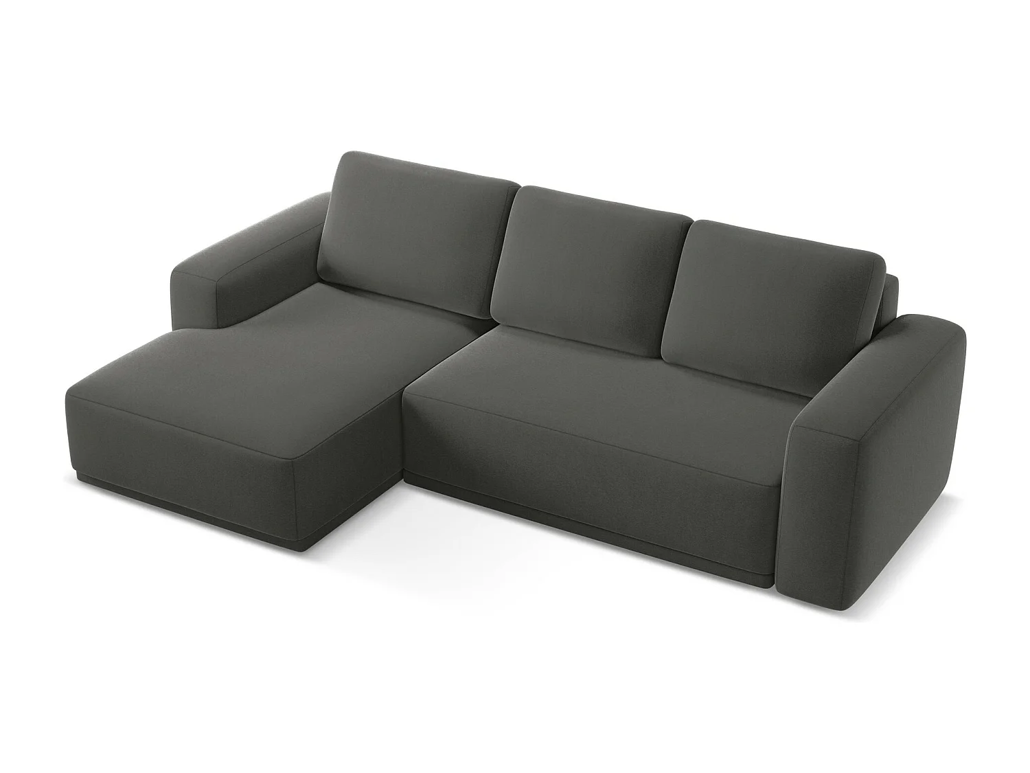 Canapé d'angle gauche convertible en velours - acier - KAILA