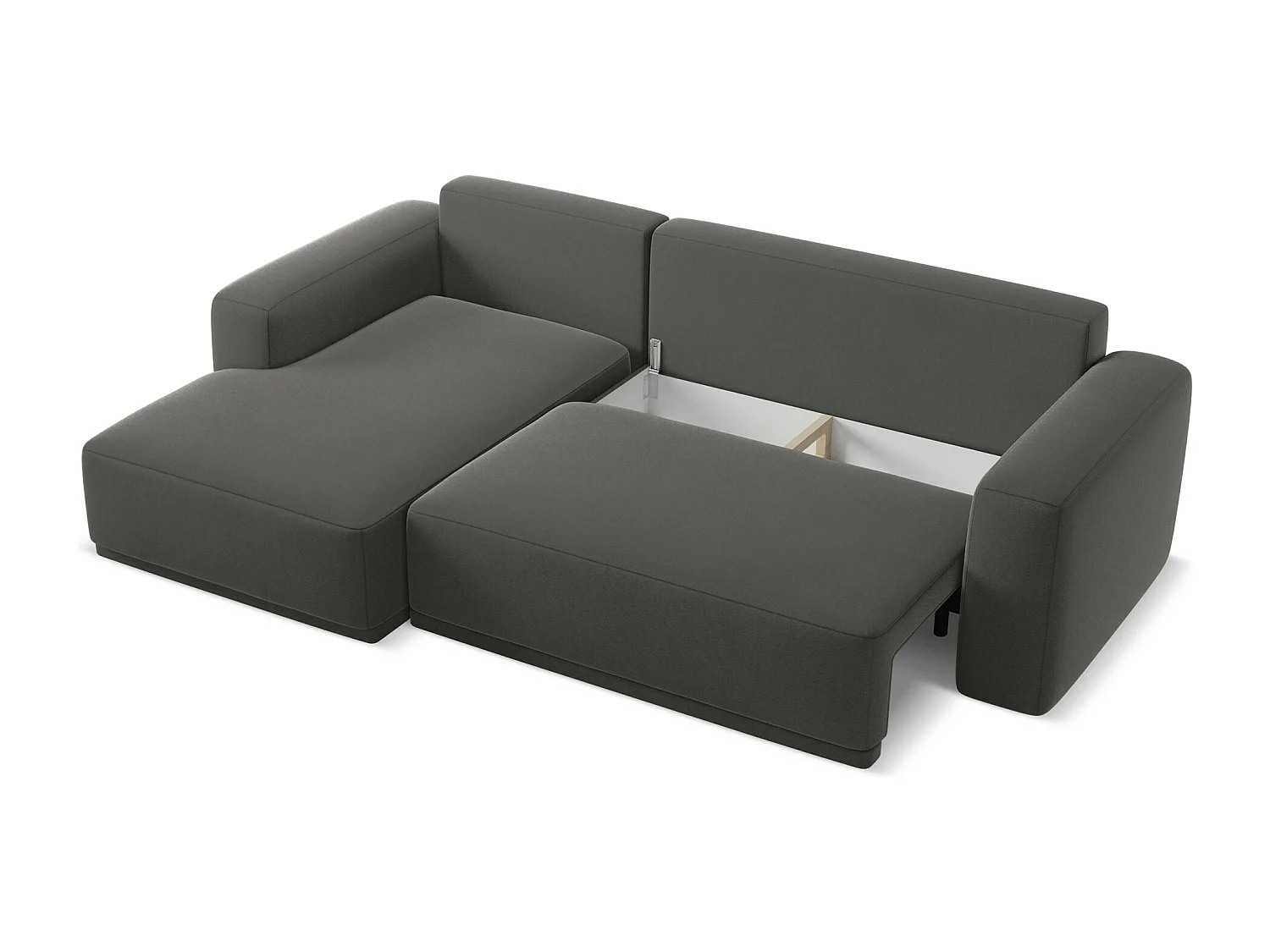 Canapé d'angle gauche convertible en velours - acier - KAILA