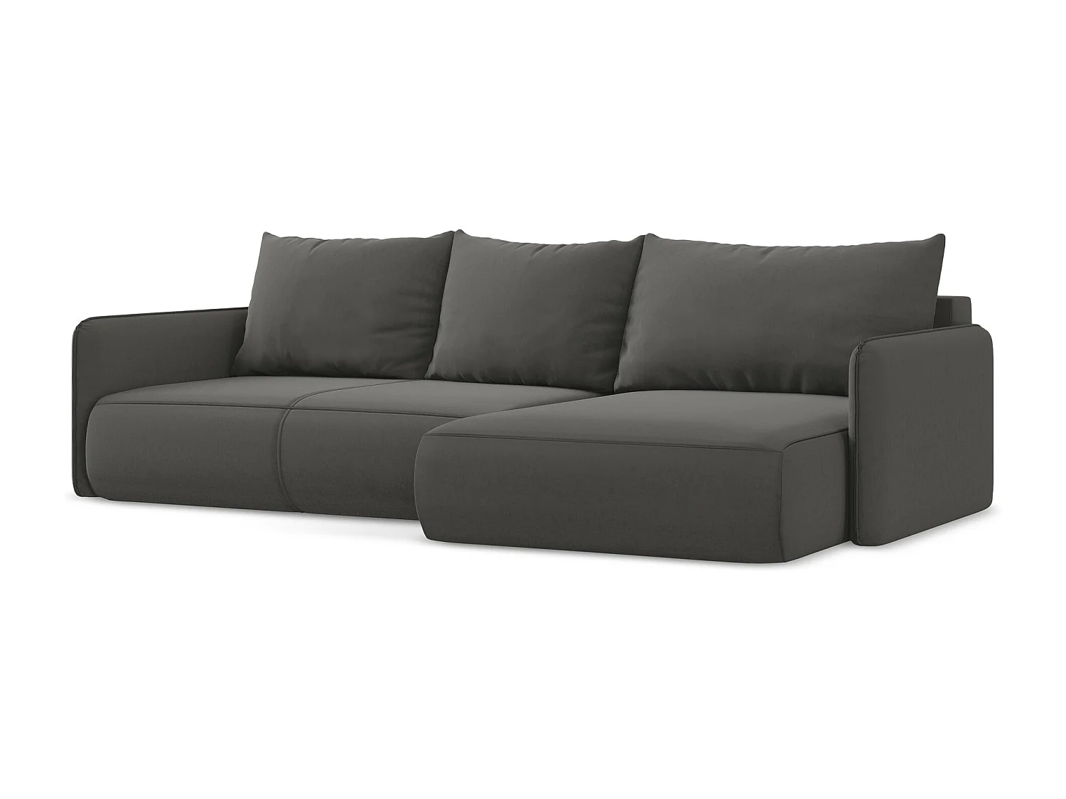 Hoekslaapbank rechts van staal velours - NANEA