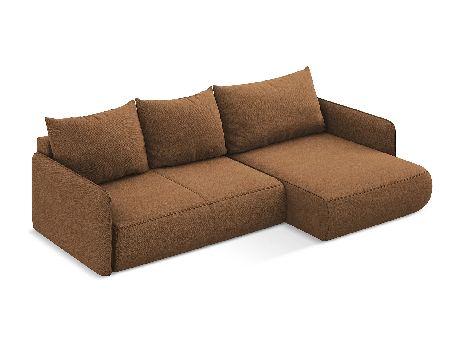 Ecksofa mit Schlaffunktion - Ecke Rechts - Strukturstoff - Terrakotta - NANEA