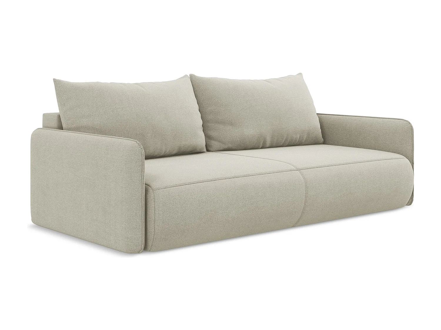 Canapé 3 places convertible en tissu texturé - beige clair - NANEA